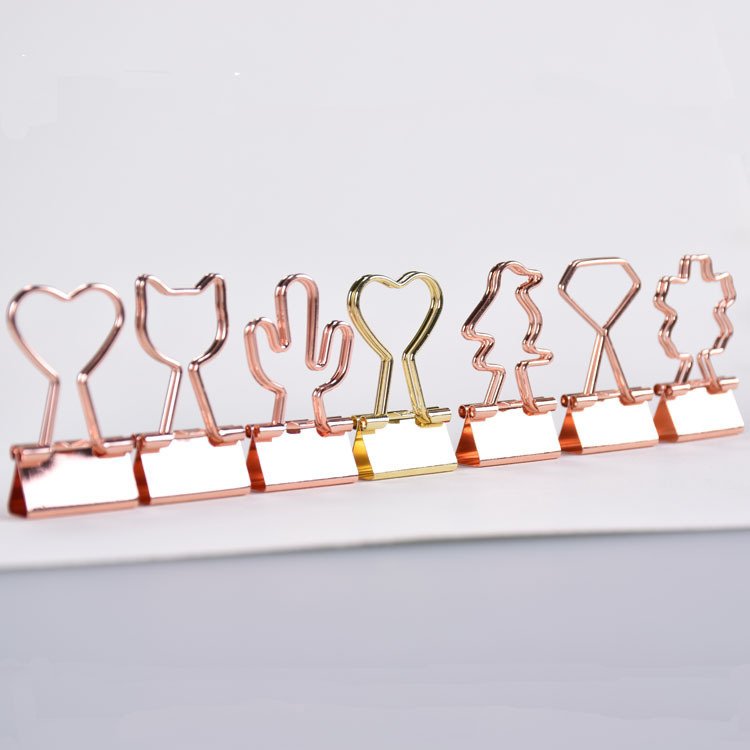 19mm rose gold cat shaped metal binder clips