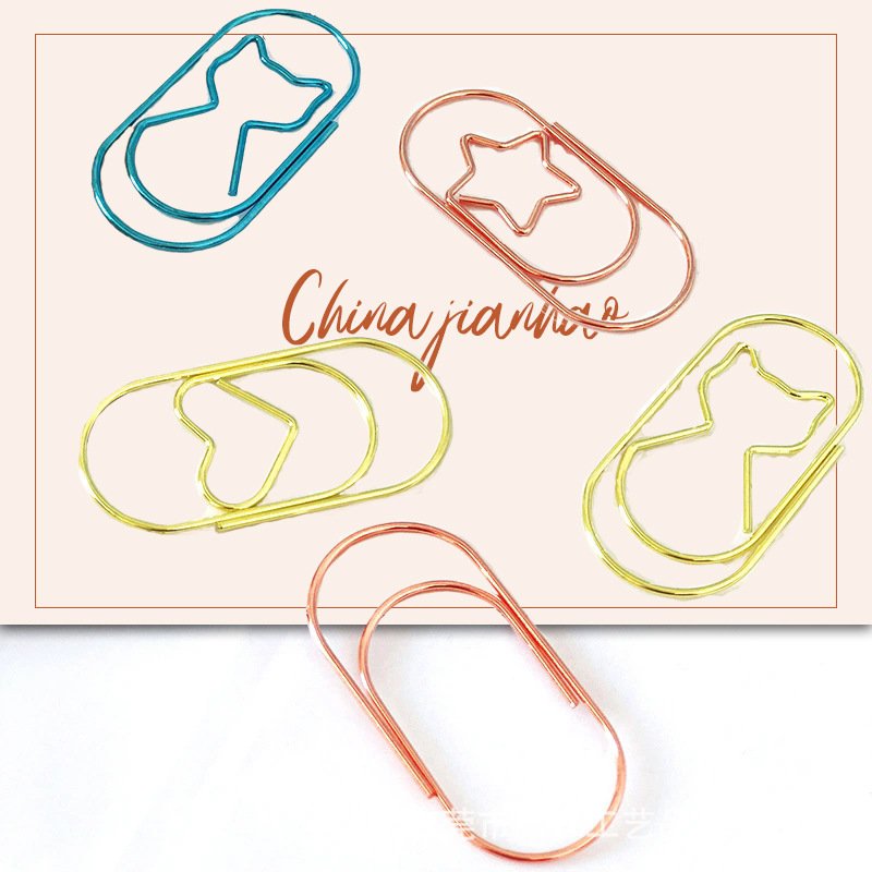 50mm large heart and cat shaped metal paper clips