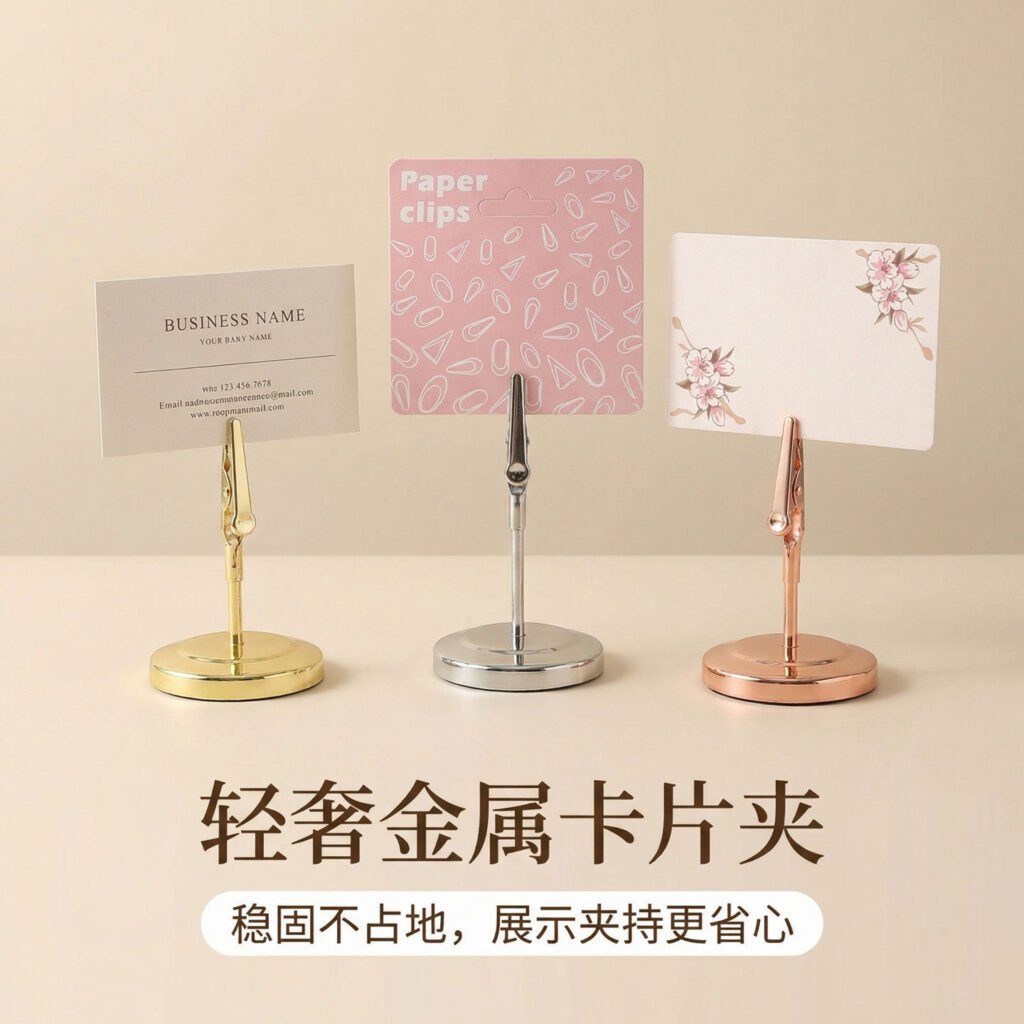 50mm round base alligator metal place card holder
