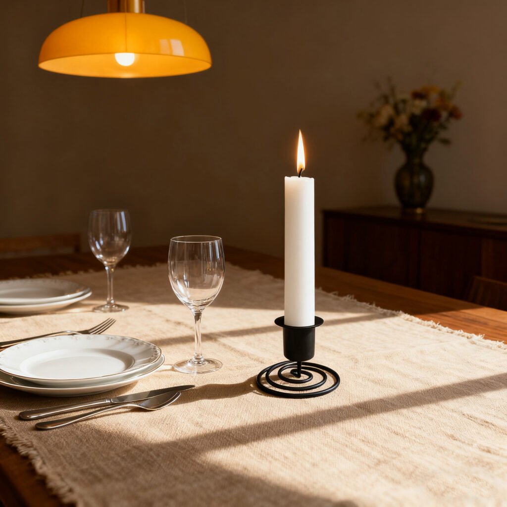 american retro black and silver metal candle holder for dining tables