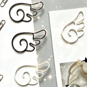 Angel Wing Shaped Metal Paper Clips in Black and White