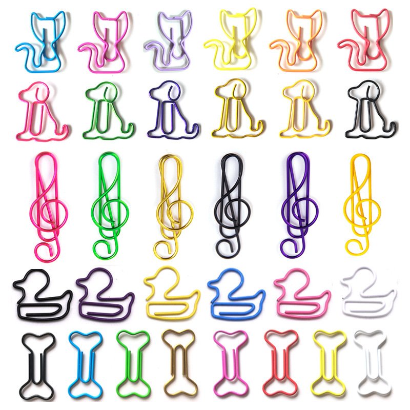 animal and cross shaped paper clips gift set