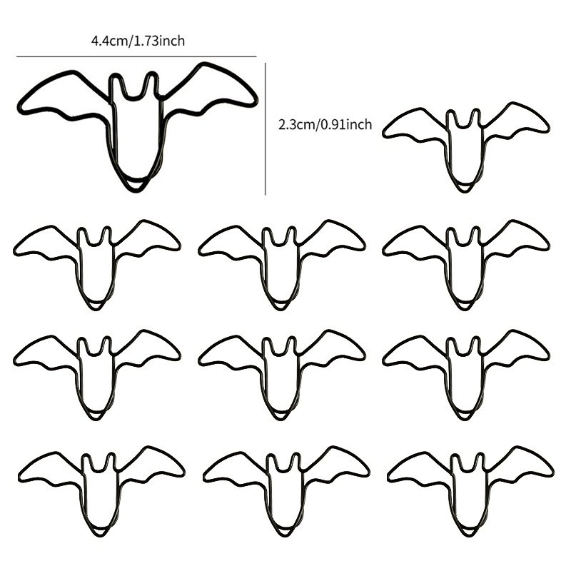 black bat shaped paper clips for halloween bookmarks