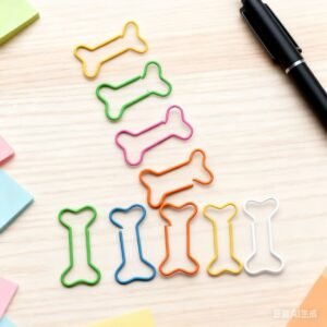 Colorful Bone Shaped Plastic Coated Paper Clips for Students