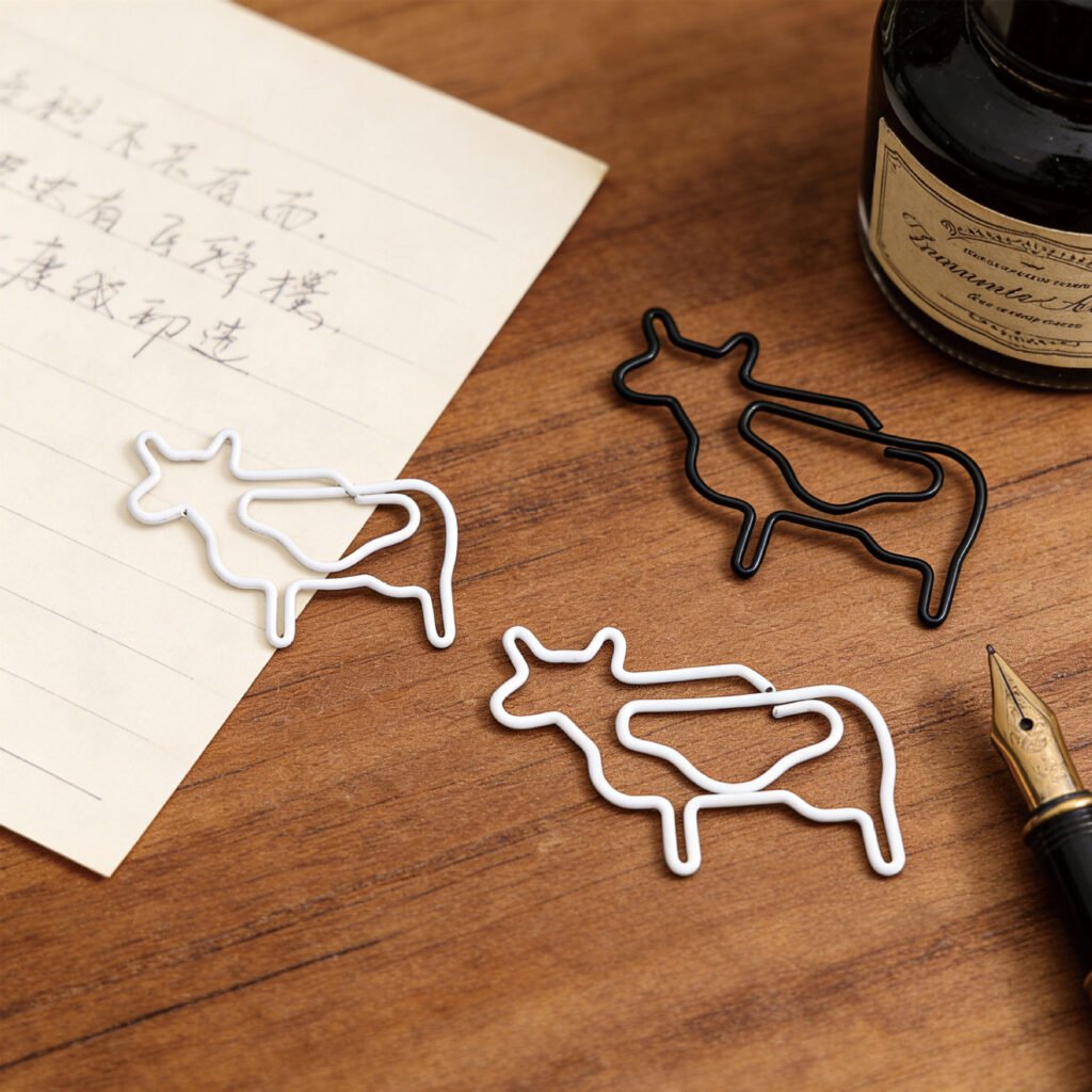 cow shaped metal paper clips for school and office