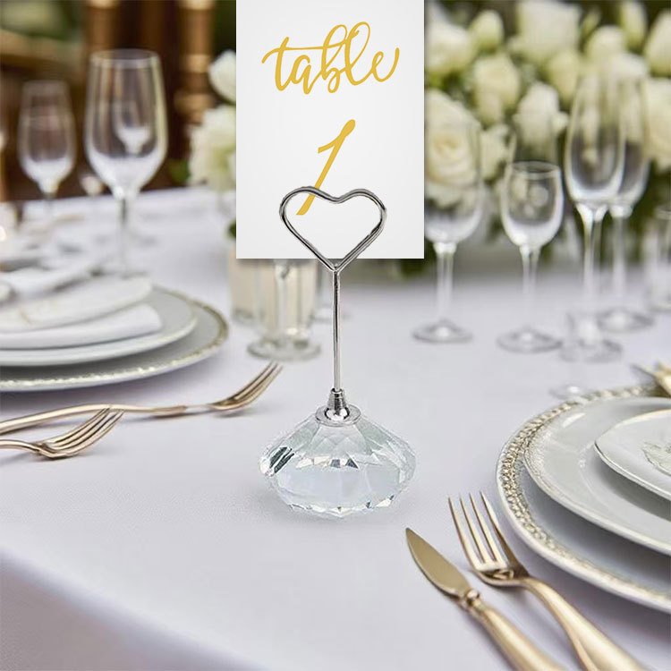 crystal ball heart standing memo clip and table number holder