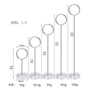 Cylinder Detachable Ring Place Card and Menu Clip, Weighted