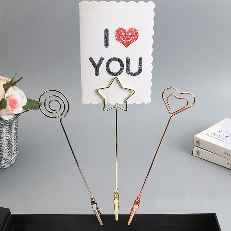 diy standing metal double head label and photo clip for flower shops