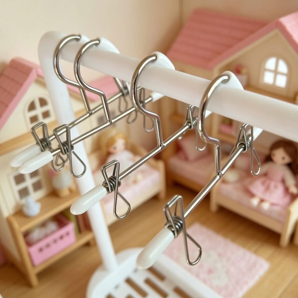 dollhouse clothes hanger and clip for doll clothes