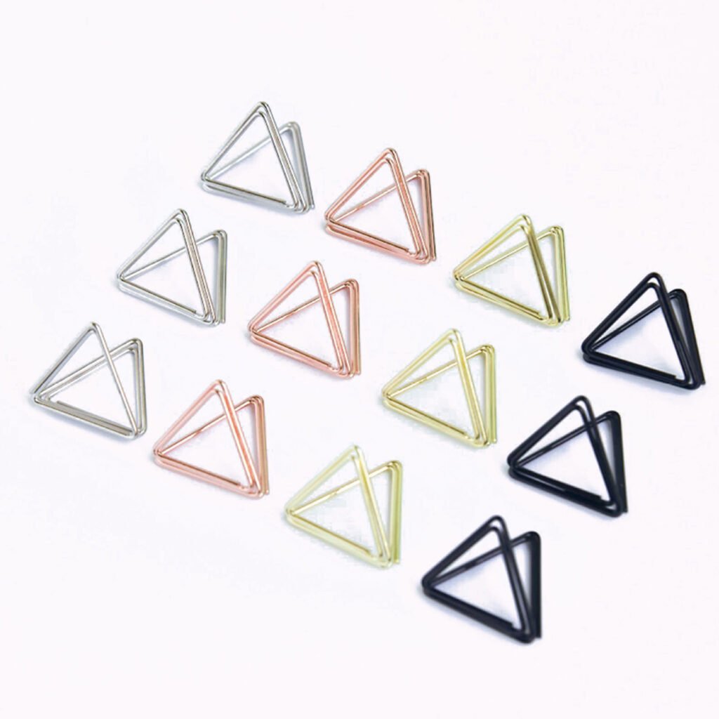 double layer triangle heart metal standing memo clip