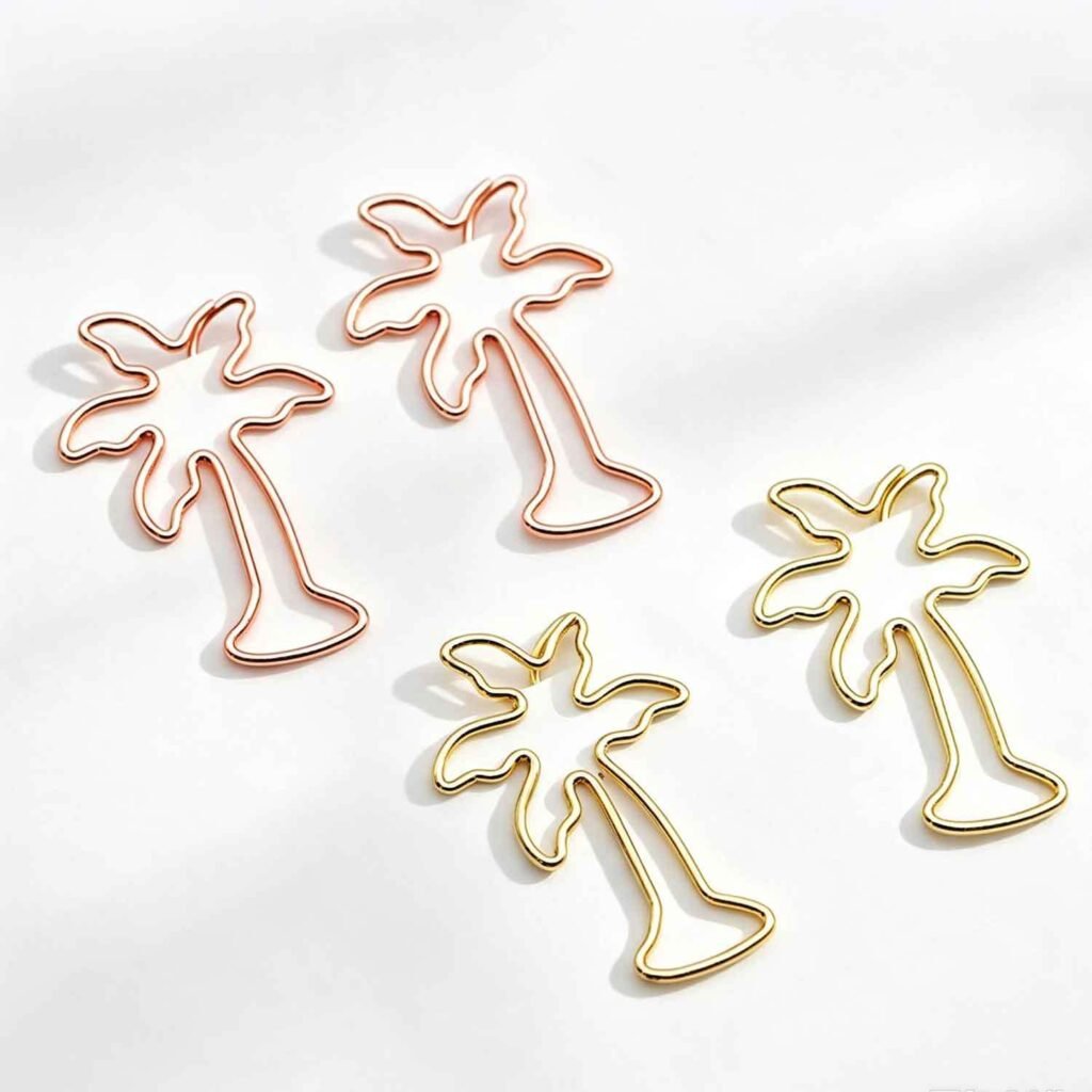 electroplated coconut palm shaped metal paper clips
