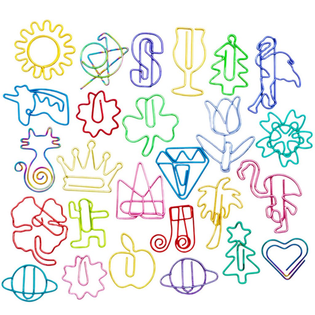 electroplated colorful novelty paper clips assorted set
