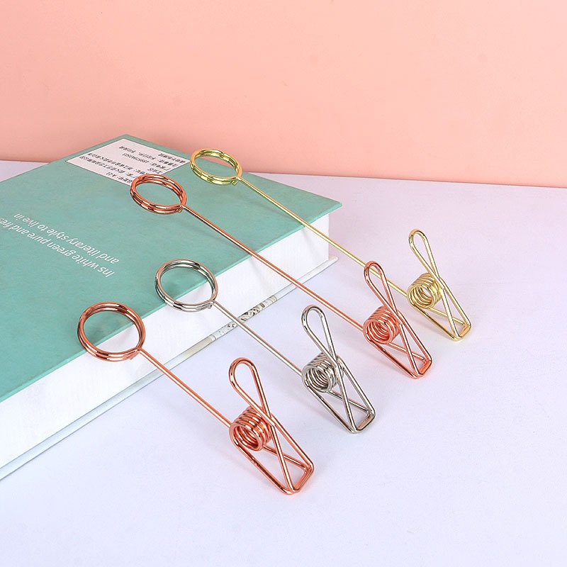 electroplated metal fish shaped double head photo and memo clip