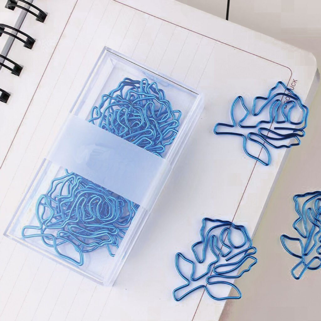 electroplated rose and heart shaped paper clips