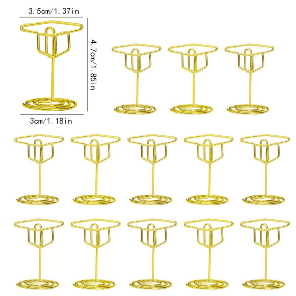 gold graduation cap shaped metal memo clip for desk
