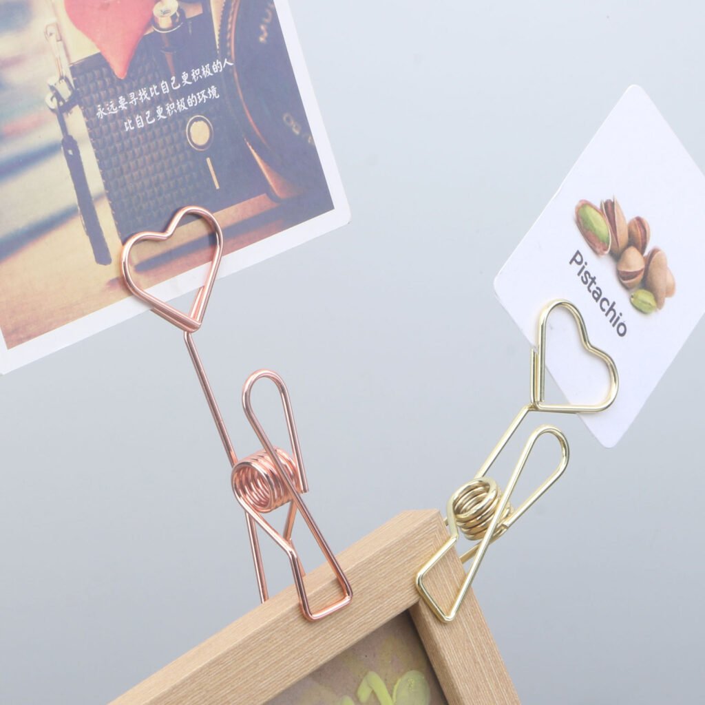 heart shaped double head business card and label clip