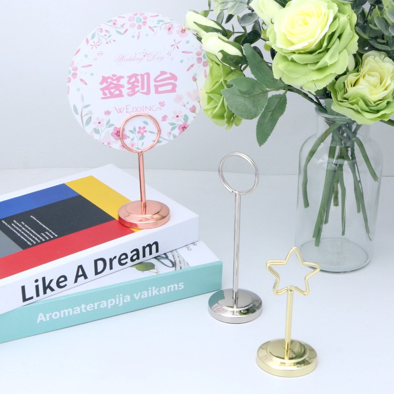 heart teardrop and star table number clip for wedding hotels