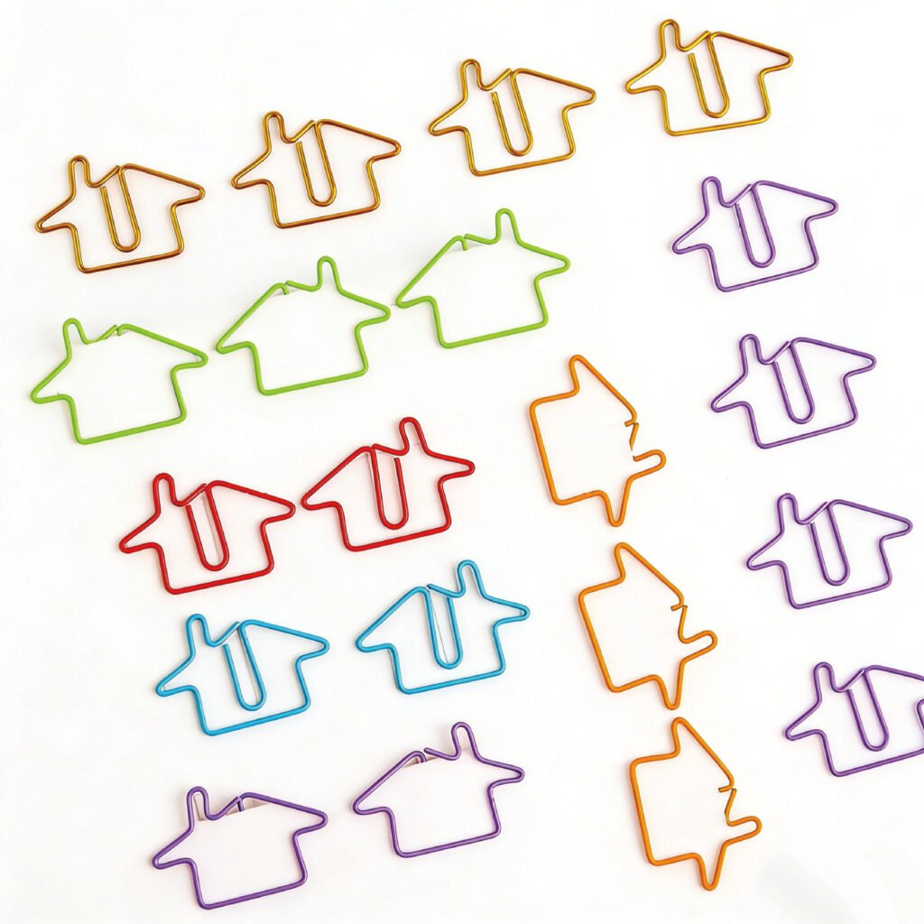 house shaped metal paper clips for office supplies