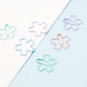 Macaron Color Cherry Blossom Shaped Paper Clips