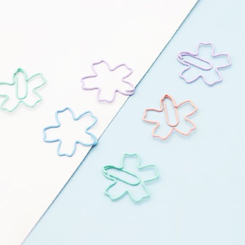 macaron color cherry blossom shaped paper clips