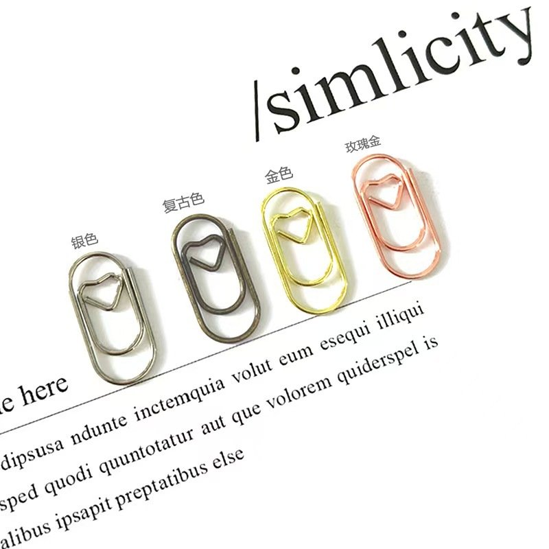 medium heart shaped minimalist paper clips for journaling