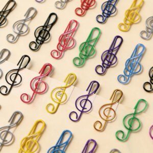 Colorful Music Note Shaped Paper Clips, PET Coated, 6 Colors