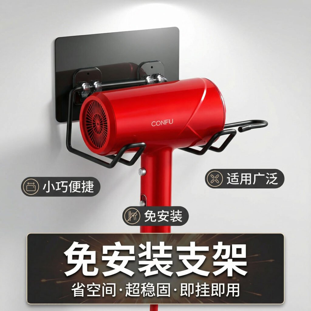 no drill stainless steel wall mounted hair dryer holder