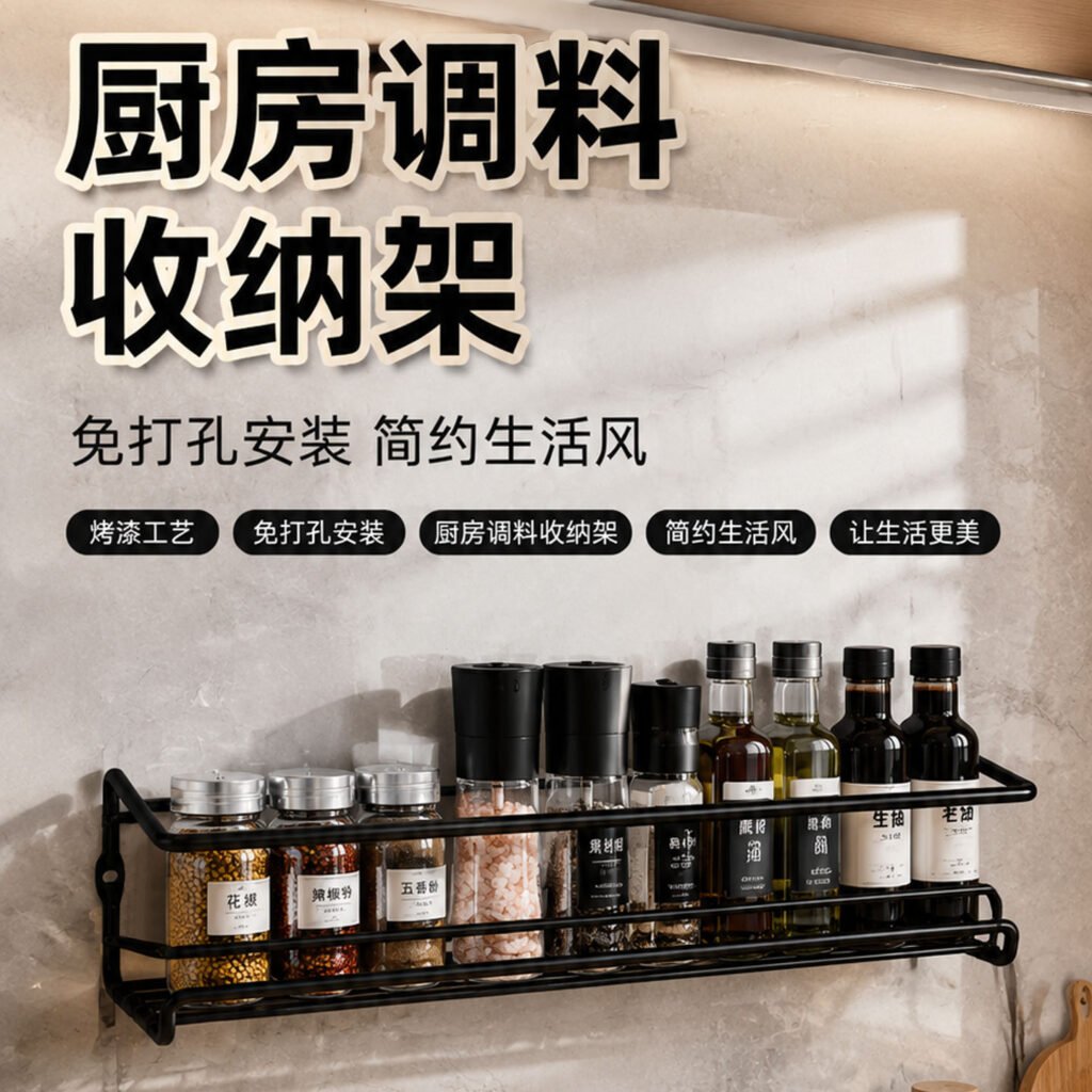 no drill wall mounted multi layer kitchen spice rack
