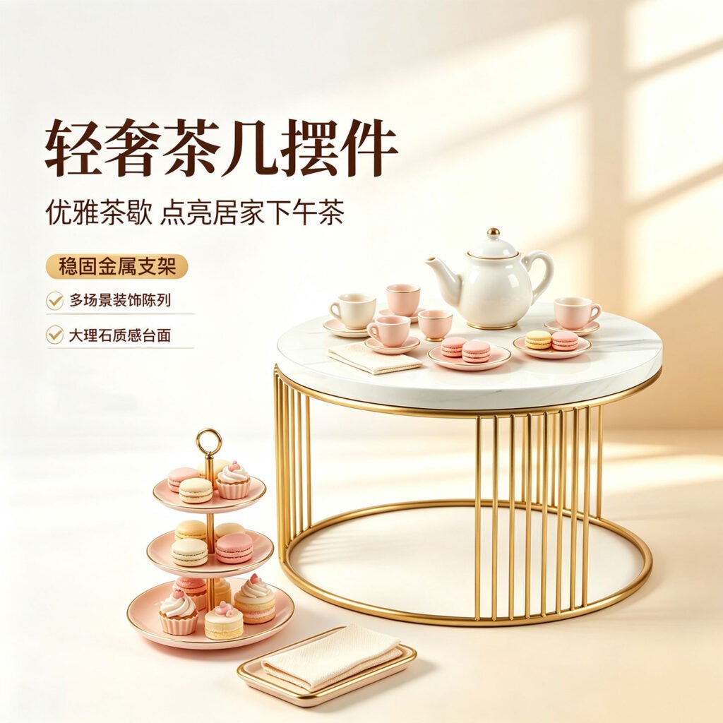 nordic round dollhouse coffee table with multi layer design