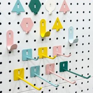 Colorful Pegboard Hook Accessories for Round and Square Hole Boards