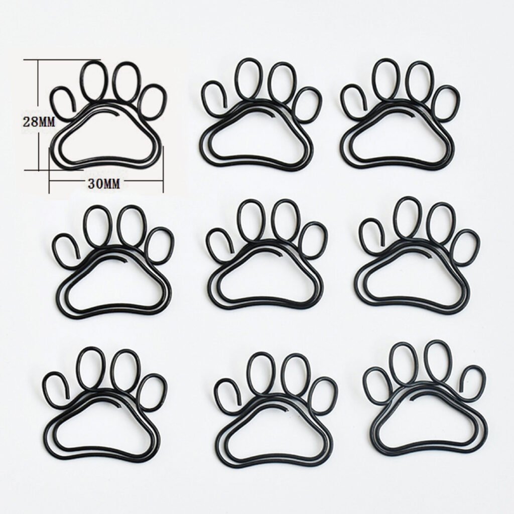 pink cat paw shaped metal paper clips for office