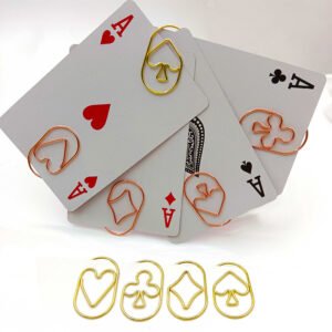 Playing Card Suit Shaped Paper Clips, Heart Spade Diamond
