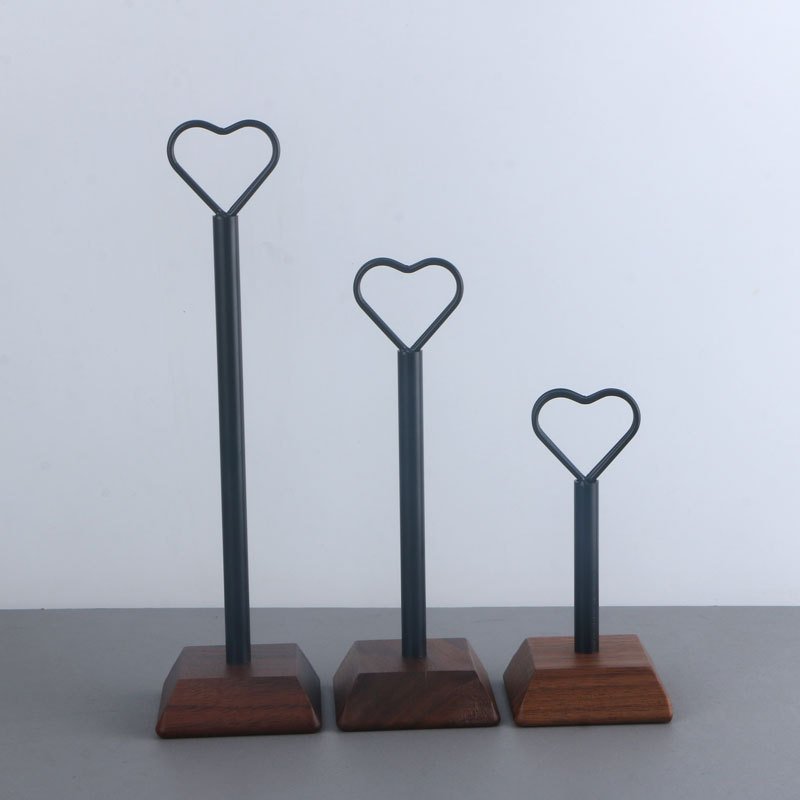 square solid wood base heart table number card holder