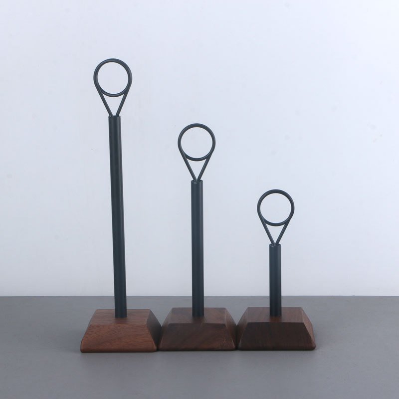 square solid wood base teardrop table number card holder