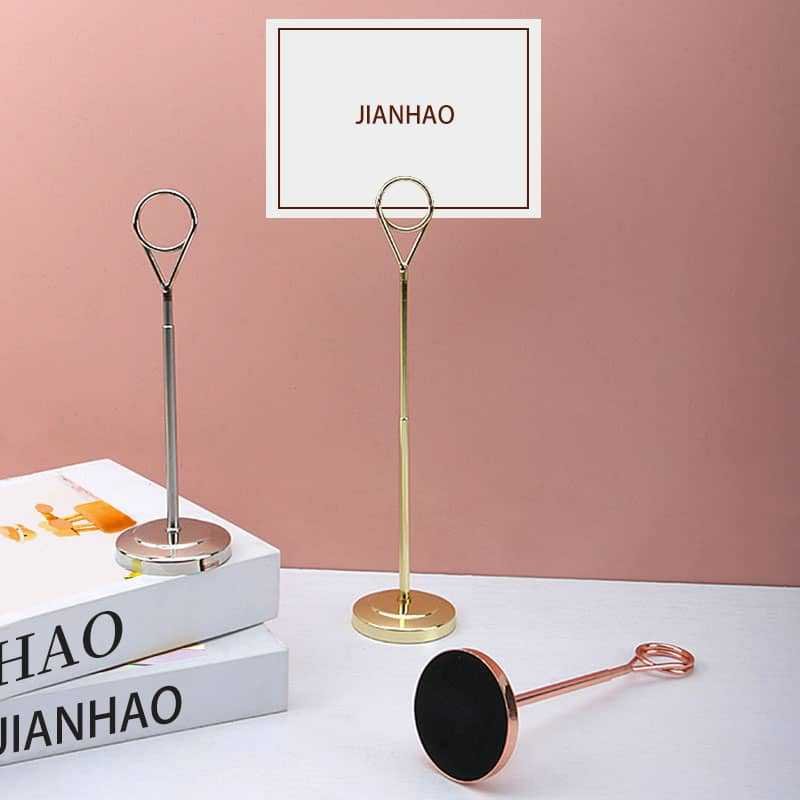 stainless steel adjustable place card and menu holder