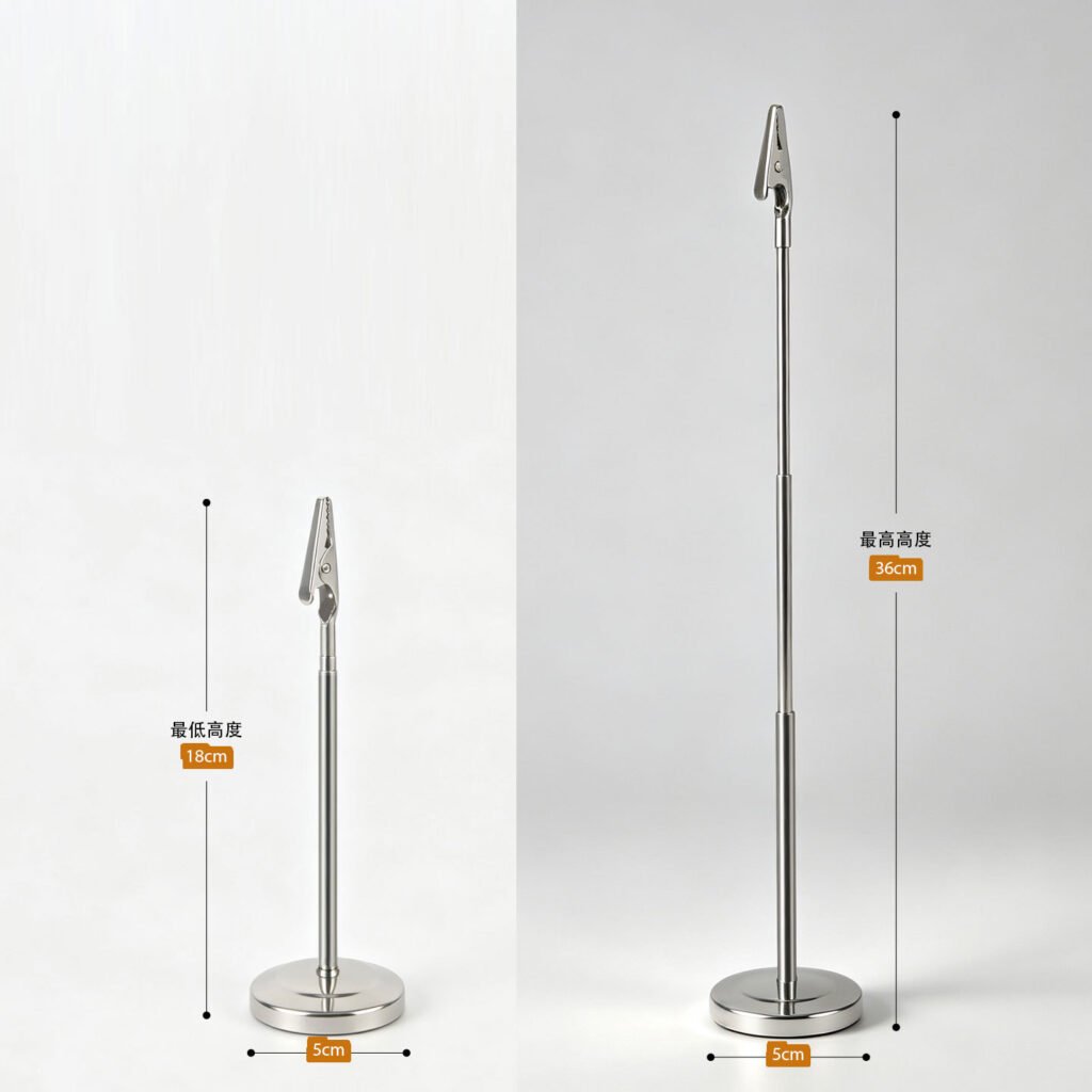 three layer telescopic metal table number clip with alligator clip