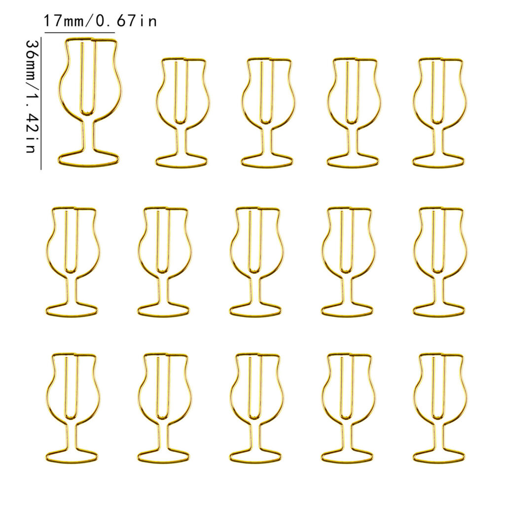 wine glass shaped metal paper clips for restaurant use
