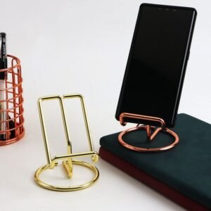 Minimalist Wrought Iron Desktop Phone Stand and Card Holder